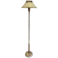 French Shabby Chic Floor Lamp in White Enameled Tole 'Tin, circa 1930 10