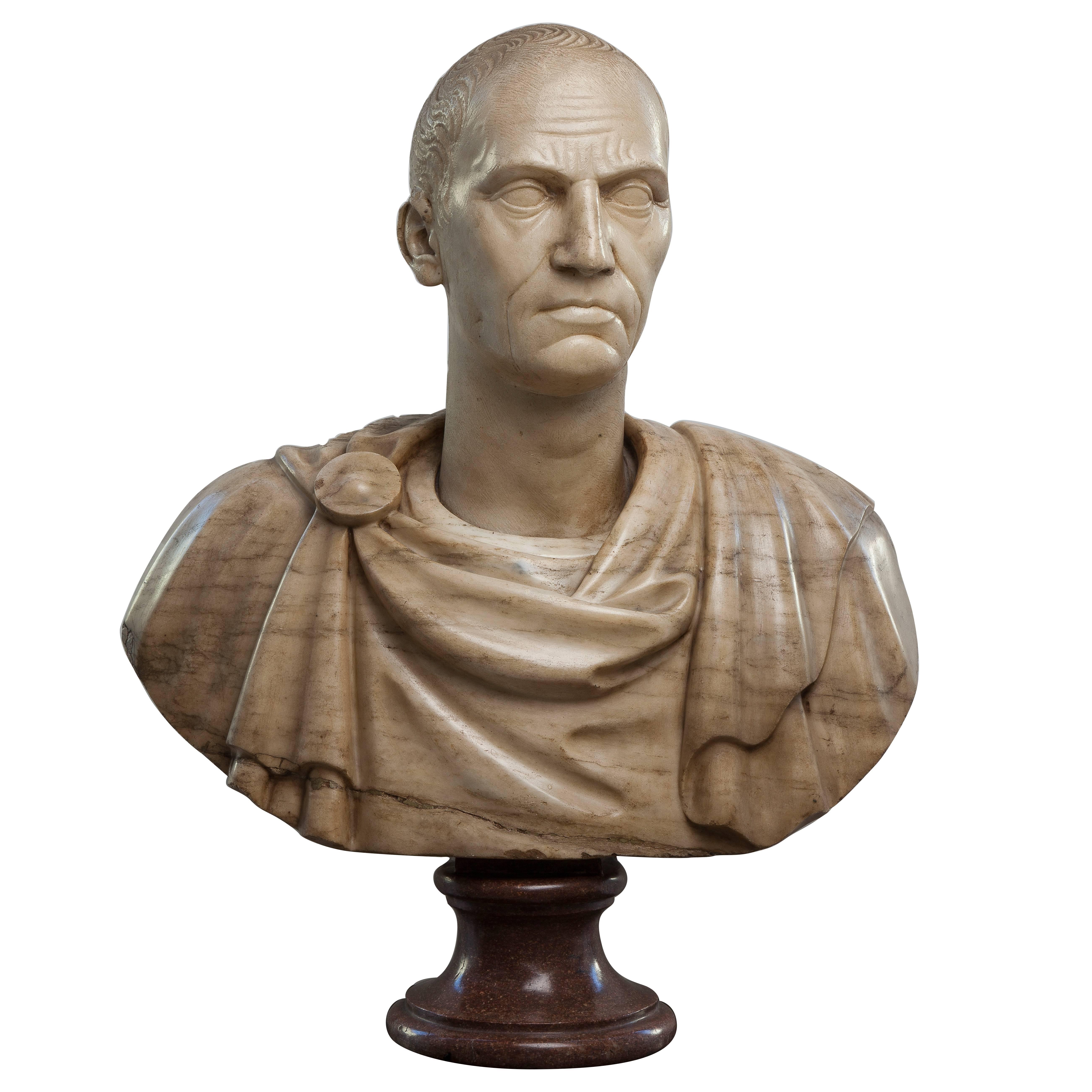 19th Century Marble Bust, "Roman Emperor" For Sale