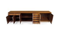 Custom German Burlwood and Steel Credenza