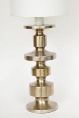 Pair of Modernist Brushed Steel Totem Table Lamps