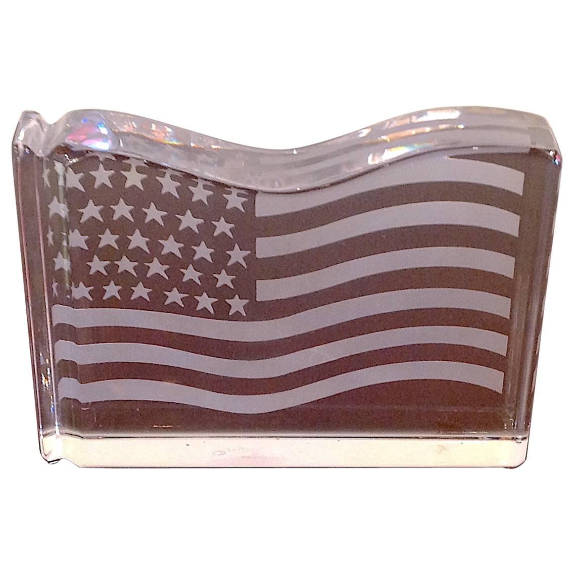 Tiffany & Co. American Flag Crystal Paperweight For Sale
