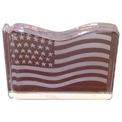 Tiffany & Co. American Flag Crystal Paperweight