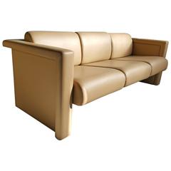 Modernist Italian Leather Sofa by Knoll