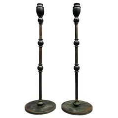 Antique Rare Pair of Louis Comfort Tiffany Bronze Moorish Style Candlesticks, circa 1900