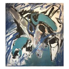 Grande peinture à l'huile abstraite de Vasile Tolan