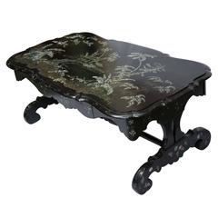 19th Century Black Lacquered Coffee Table with Mother-of-pearl Inlay