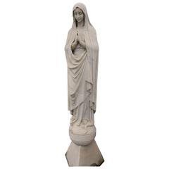 Monumental Fine Carved Marble Italian Sculpture "Our Lady of Mary"