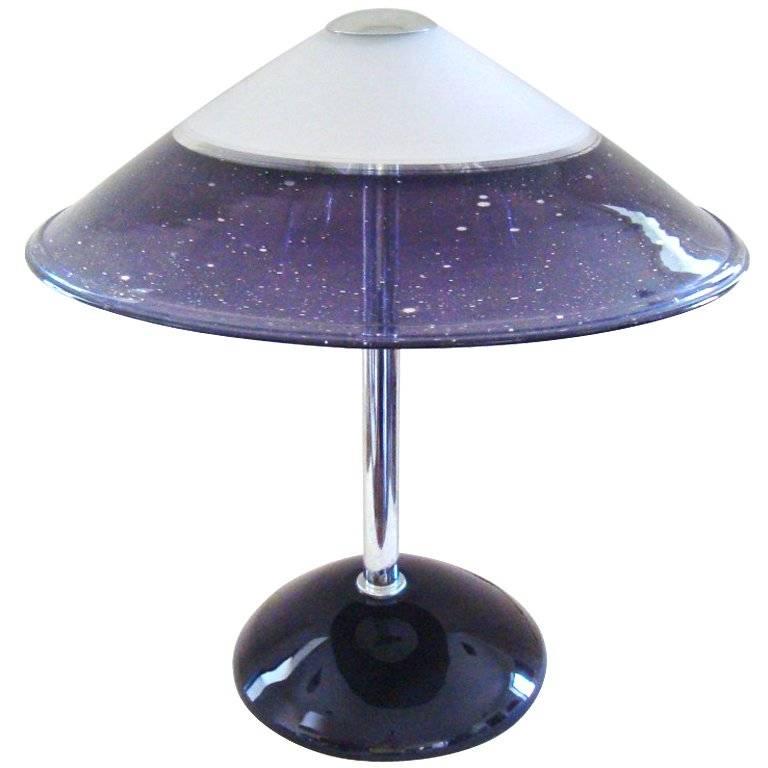 1980s Barbini Purple Murano Art Glass Table Lamp For Sale