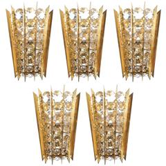 Set of Five Crystal and Brass Sconces by Bakalowits & Sohne 6