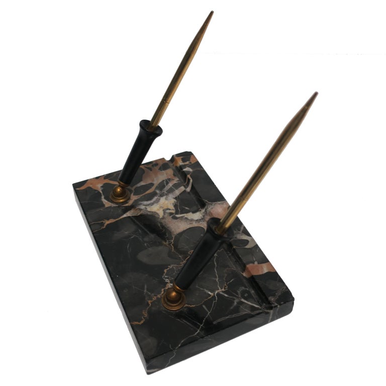 Art Deco Black Marble Desk Pen Holder at 1stDibs marble pen holder
