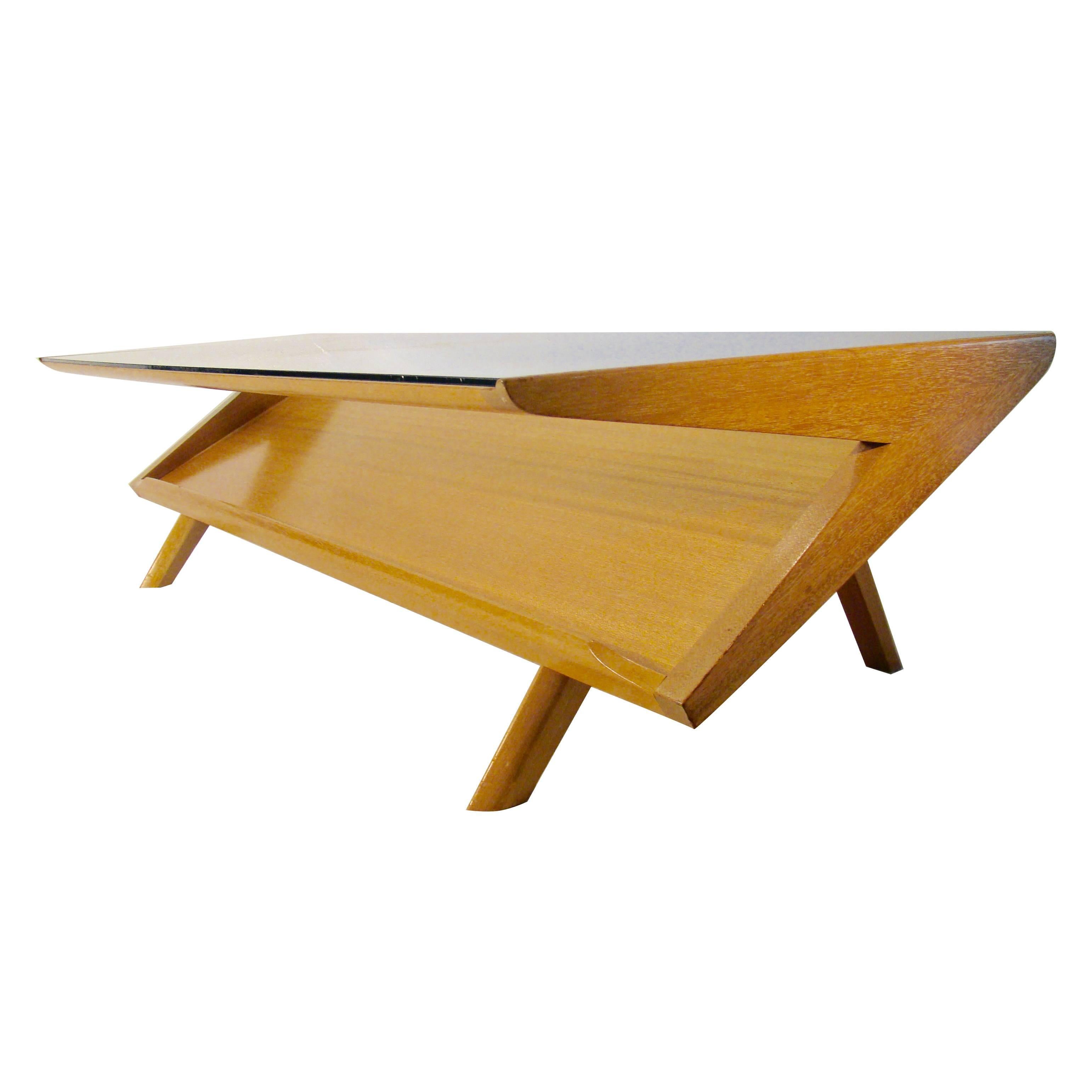 John Keal Design 'Ribbon Mahogany' Display Coffee Table for Brown Saltman, USA