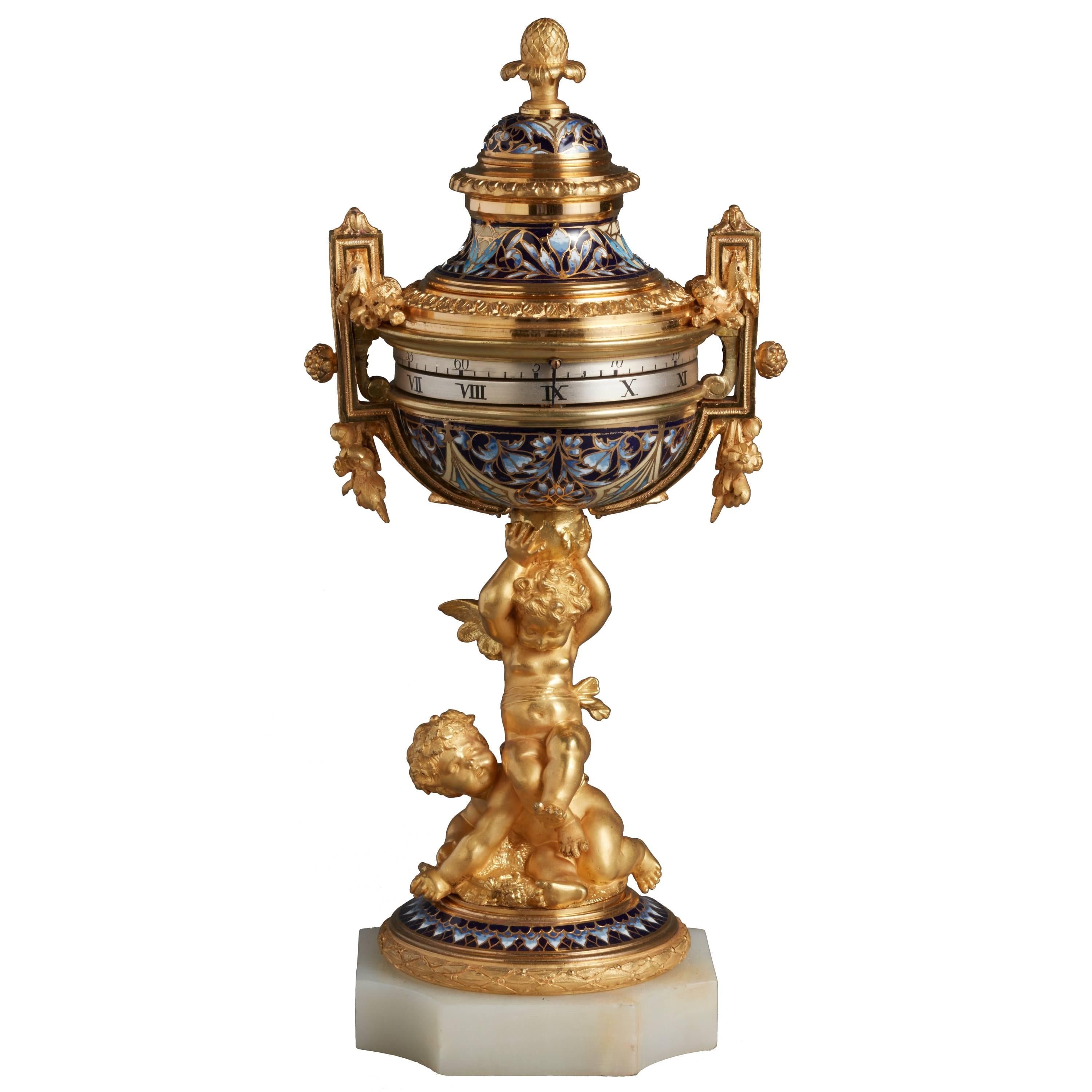 Enamel and Ormolu Annular Dial Clock, circa 1860, France For Sale