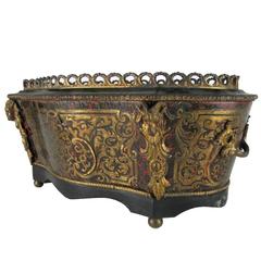19th Century Napoleon III Boulle Jardiniere with Turtle Shell and Brass Inlays