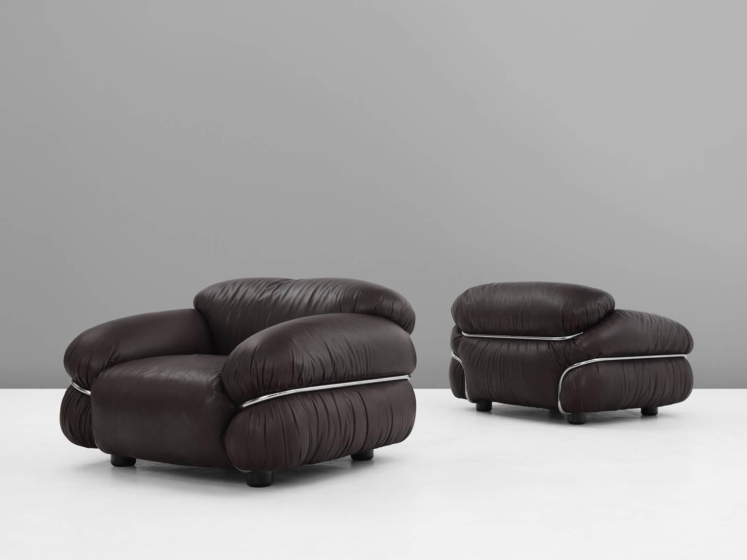 Mid-Century Modern Gianfranco Frattini Pair of 'Sesann' Lounge Chairs for Cassina