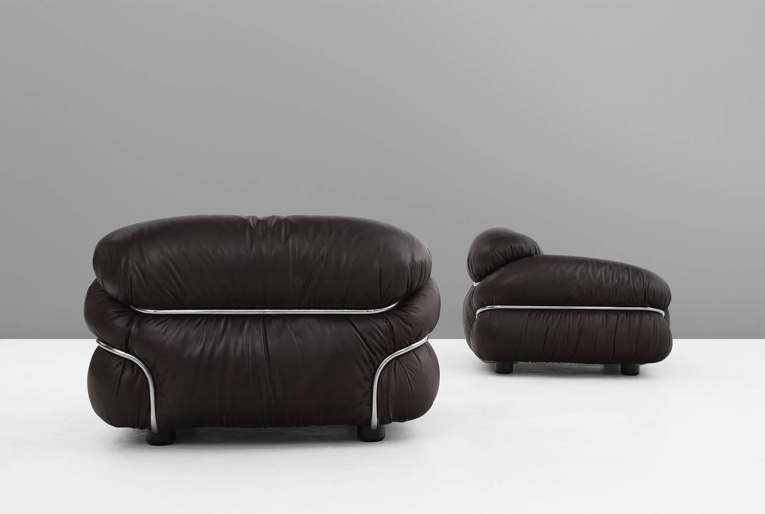 Gianfranco Frattini Pair of 'Sesann' Lounge Chairs for Cassina In Excellent Condition In Waalwijk, NL