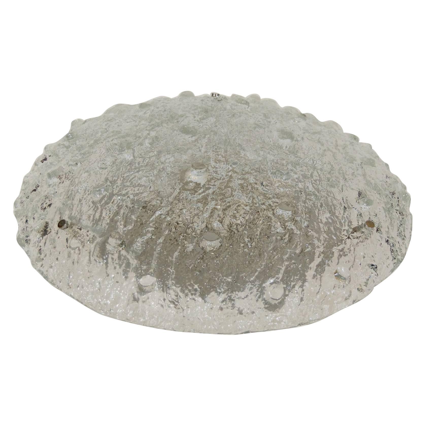 Heavily Textured Domed Ice Glass Large Flush Mount