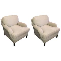 George Smith Style Pair of Classic Club Chairs