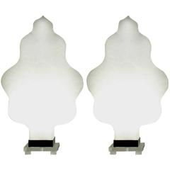 Sculptural Pair of Pearlescent Lucite Lamps