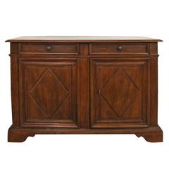Tuscan 18th Century Solid Walnut Wood Credenza with Two Drawers and Two Doors 5