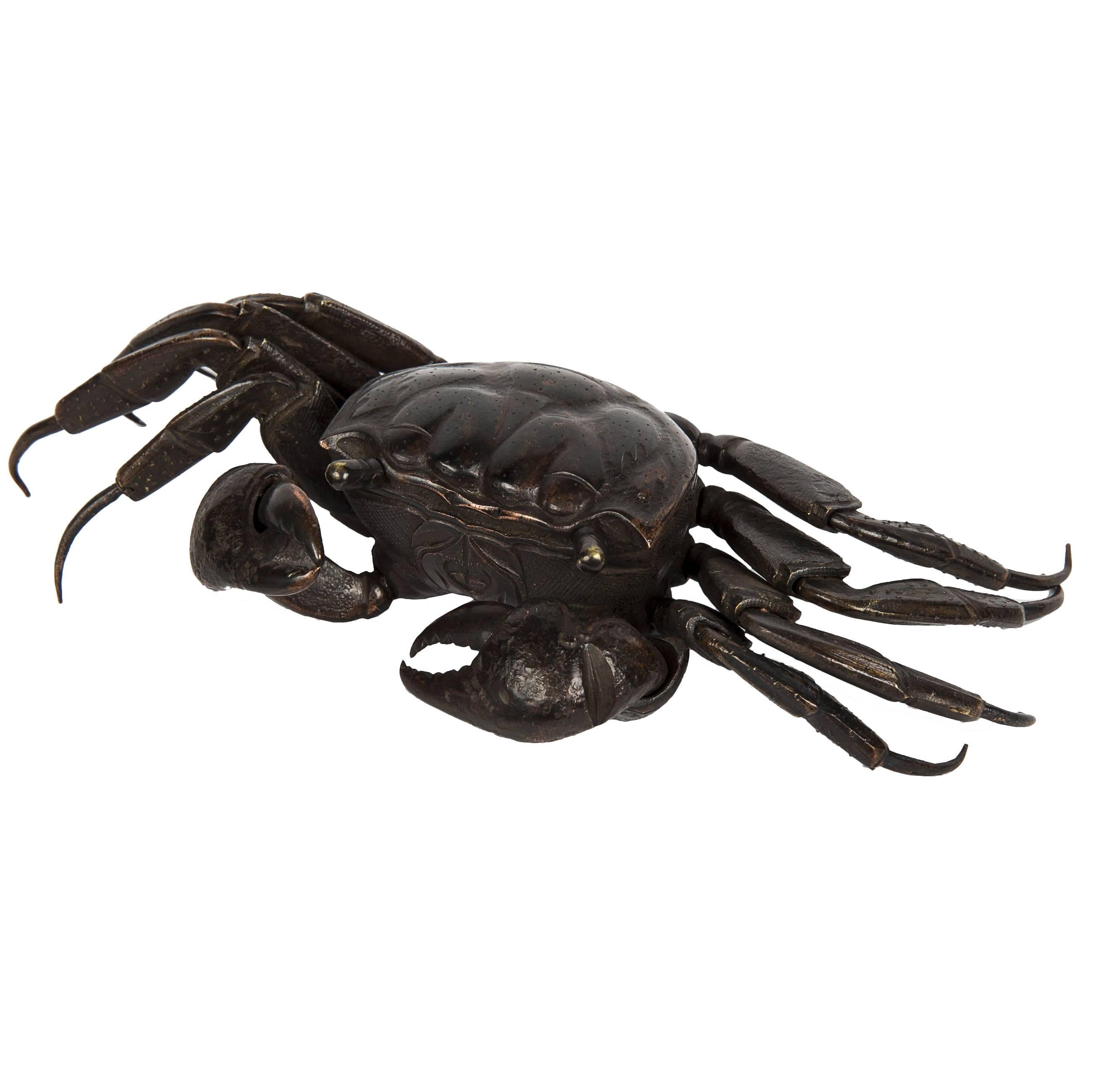 Meiji Japanese Articulated Bronze Crab Jizai at 1stDibs