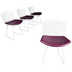 Vintage Mid-Century Modern Bertoia White Wire Side Chairs