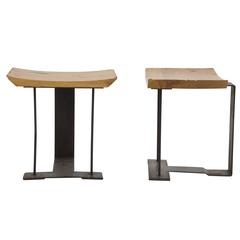 Iron and Wood Stools Tables After Pierre Chareau SN2 France 1920s-1930s Deco