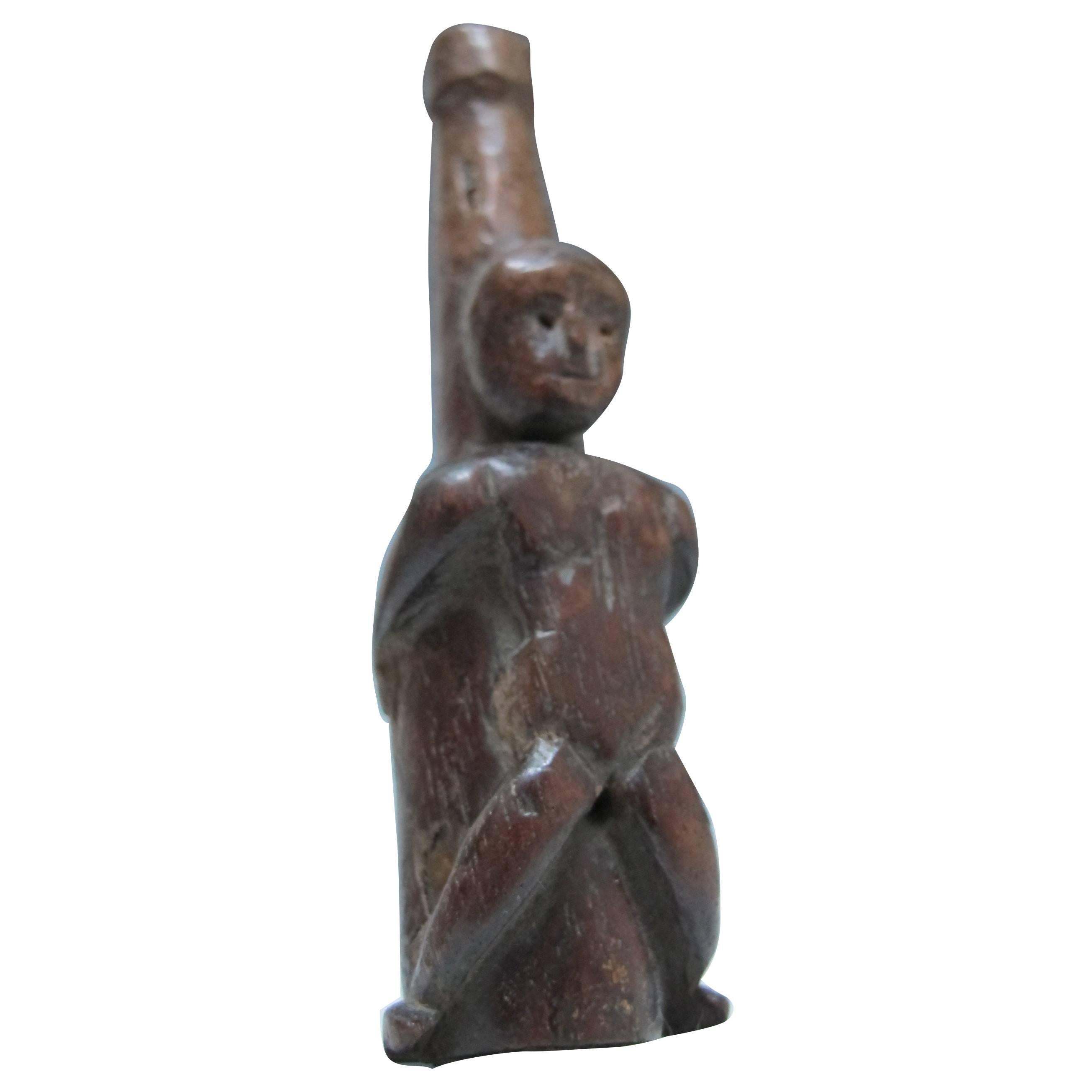 Erotic Figural Wood Smoking Piece For Sale