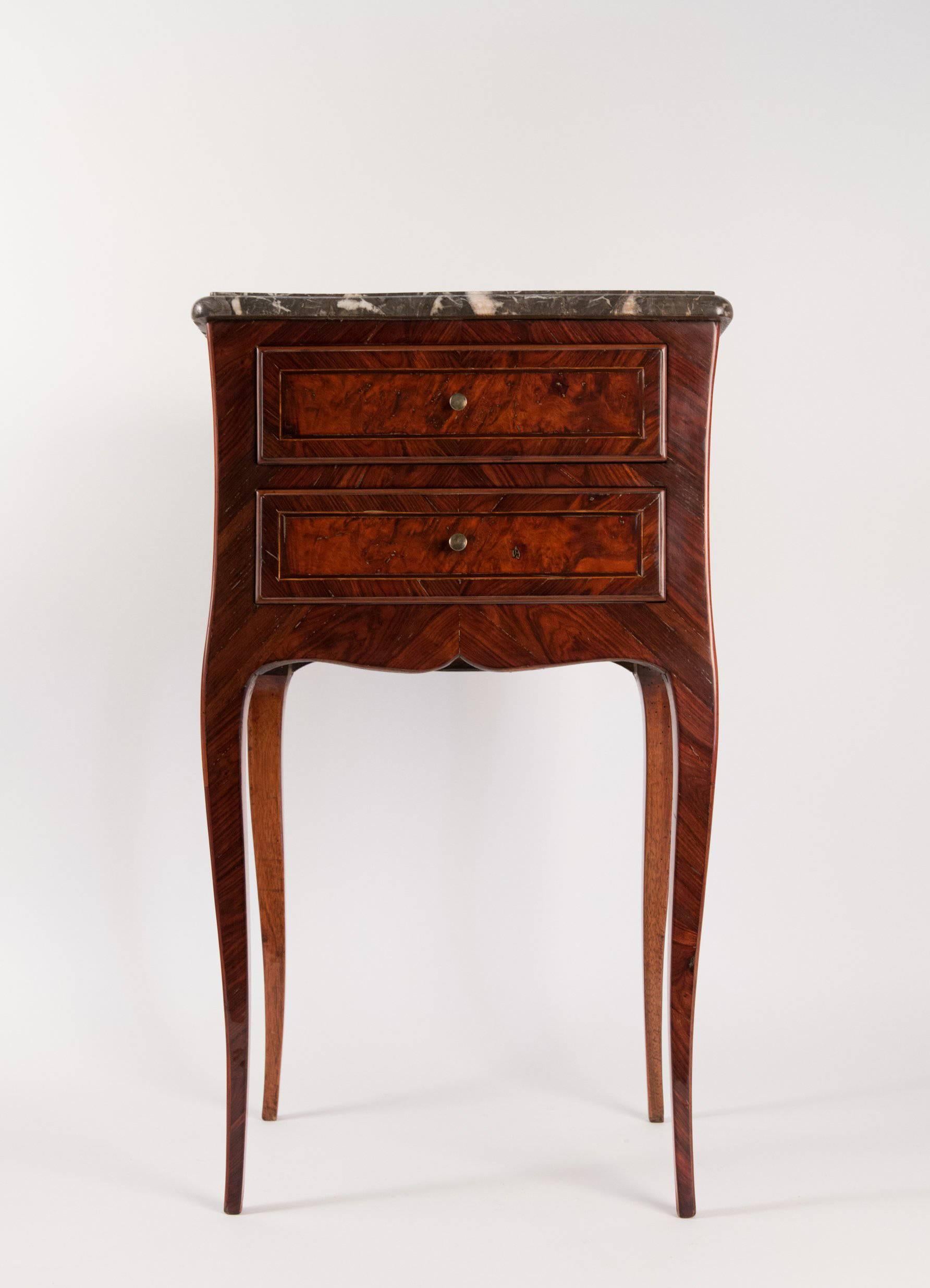 French Small Louis XV Style Serpentine Commode with Marble Top, circa 1820-1830 For Sale 1