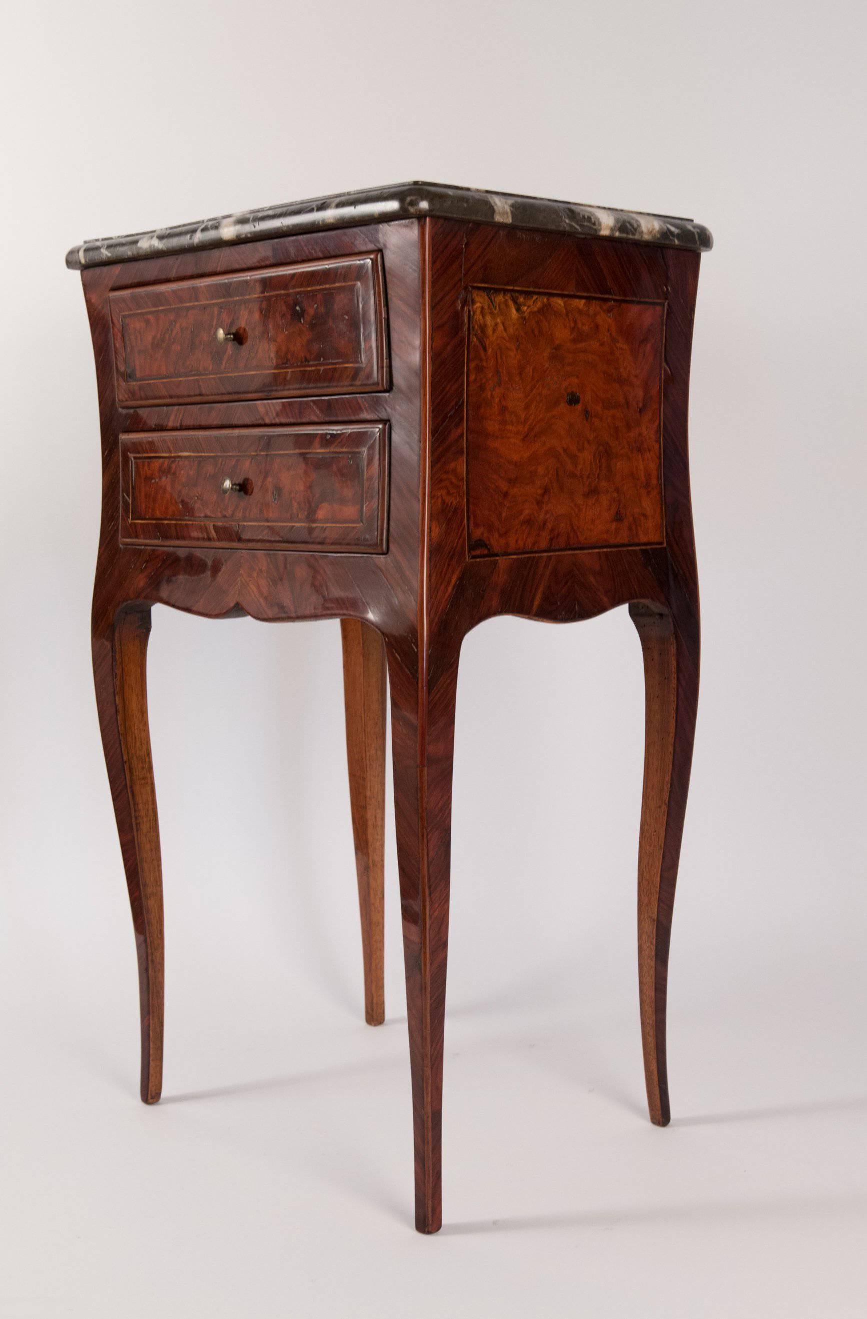 19th Century French Small Louis XV Style Serpentine Commode with Marble Top, circa 1820-1830 For Sale