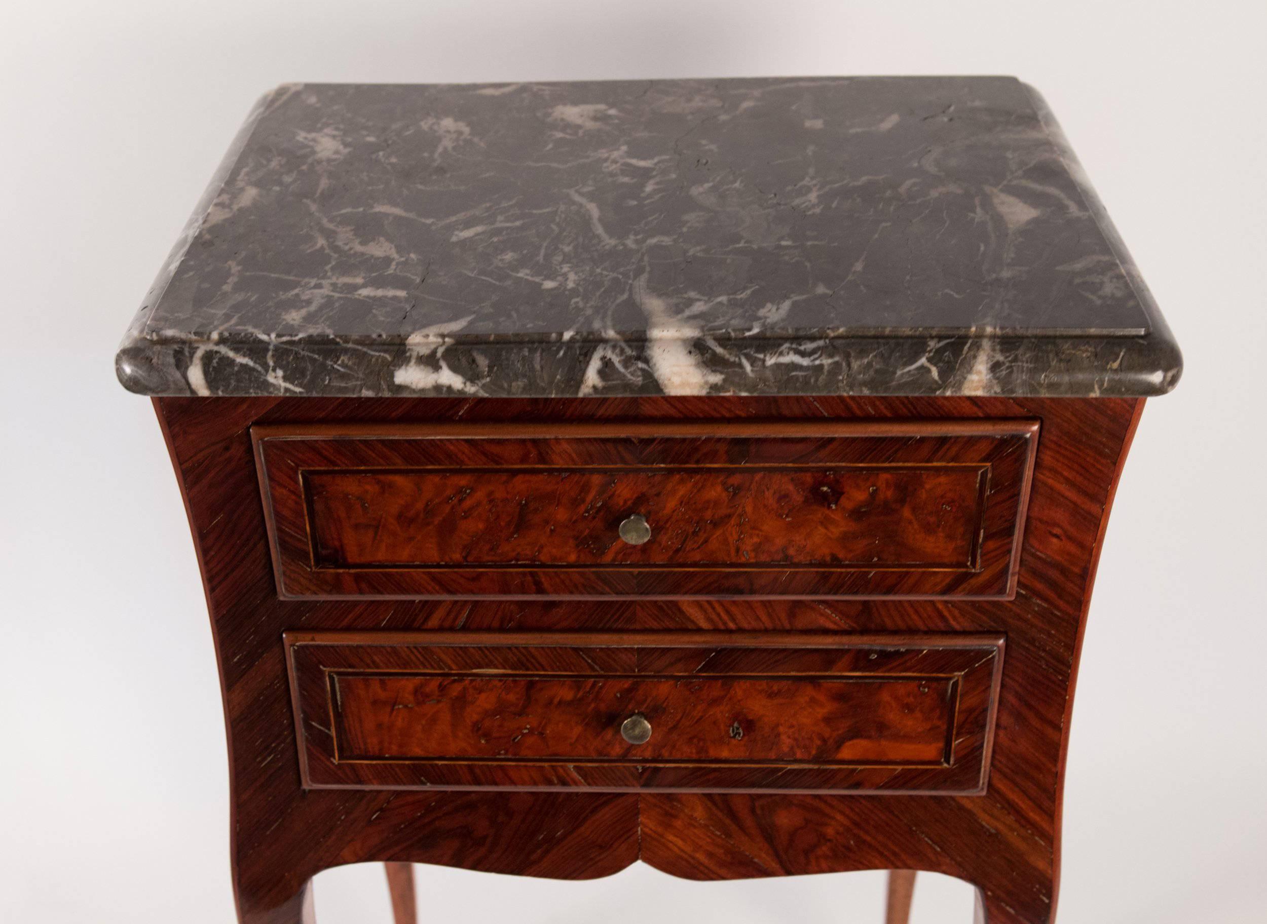 French Small Louis XV Style Serpentine Commode with Marble Top, circa 1820-1830 For Sale 2