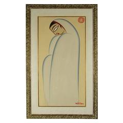 Contemporary Bengali Mother Gouache by Jamini Roy