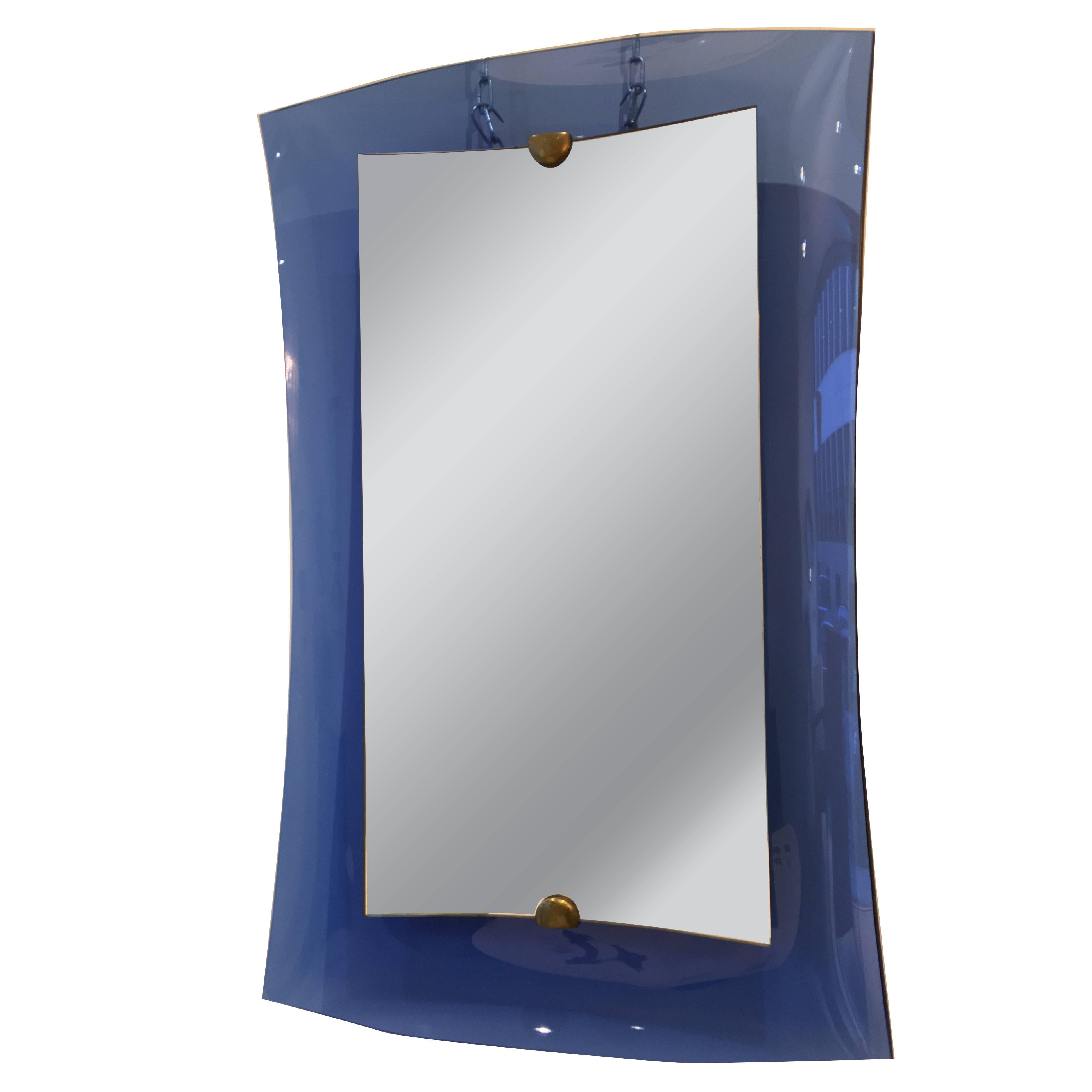 Splendid Cristal Art Blue Mirror, circa 1950s