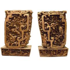Pair of Qing Dynasty Architecture Carving Panels 12