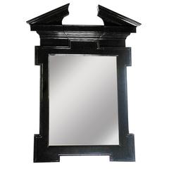 Palladian Neoclassic Style Black Lacquered Wall Mirror
