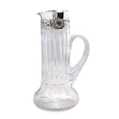 Antique Sterling Silver-Mounted  "Zipper-Cut" Crystal Pitcher