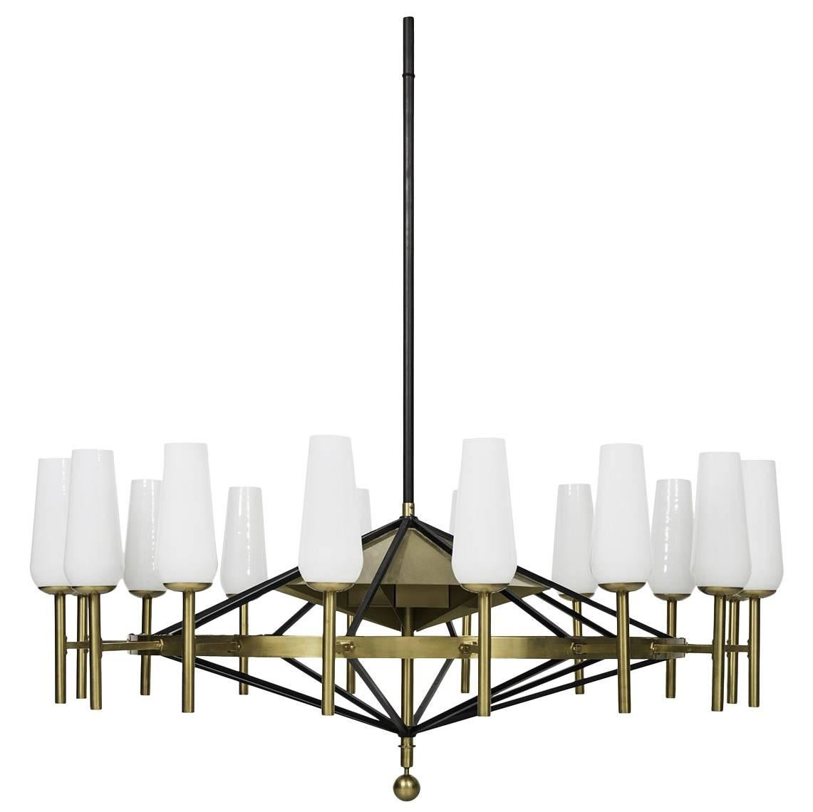 Uno & Osten Kristiansson Rare and Big Ceiling Lamp by Luxus in Sweden