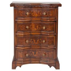 Italian Inlaid Walnut Small Chest of Drawers