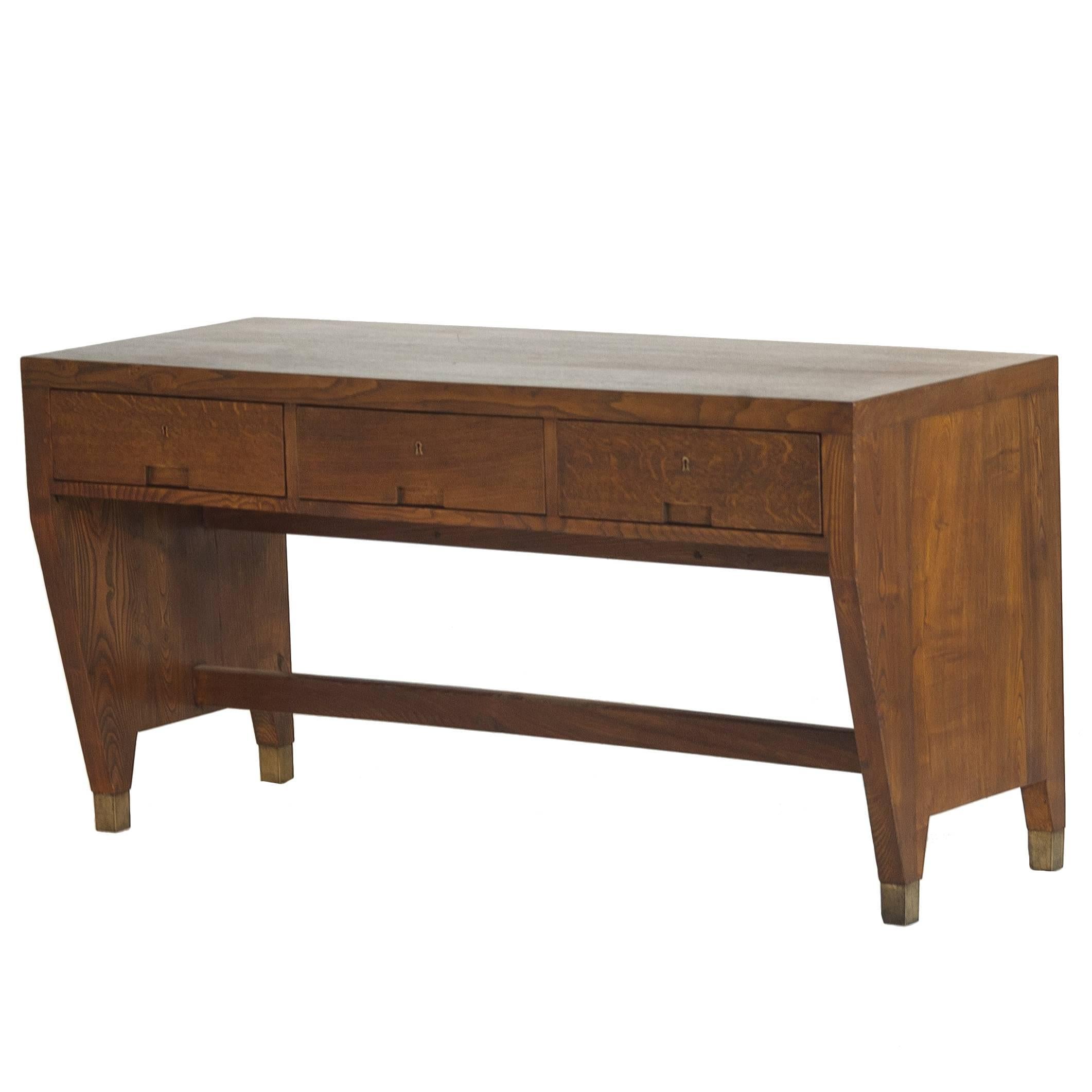 Gio Ponti +  Schirolli oak writing Desk mid-century modern Italian design