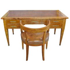 Burr Elm Empire Free Standing Desk and Ensuite Chair