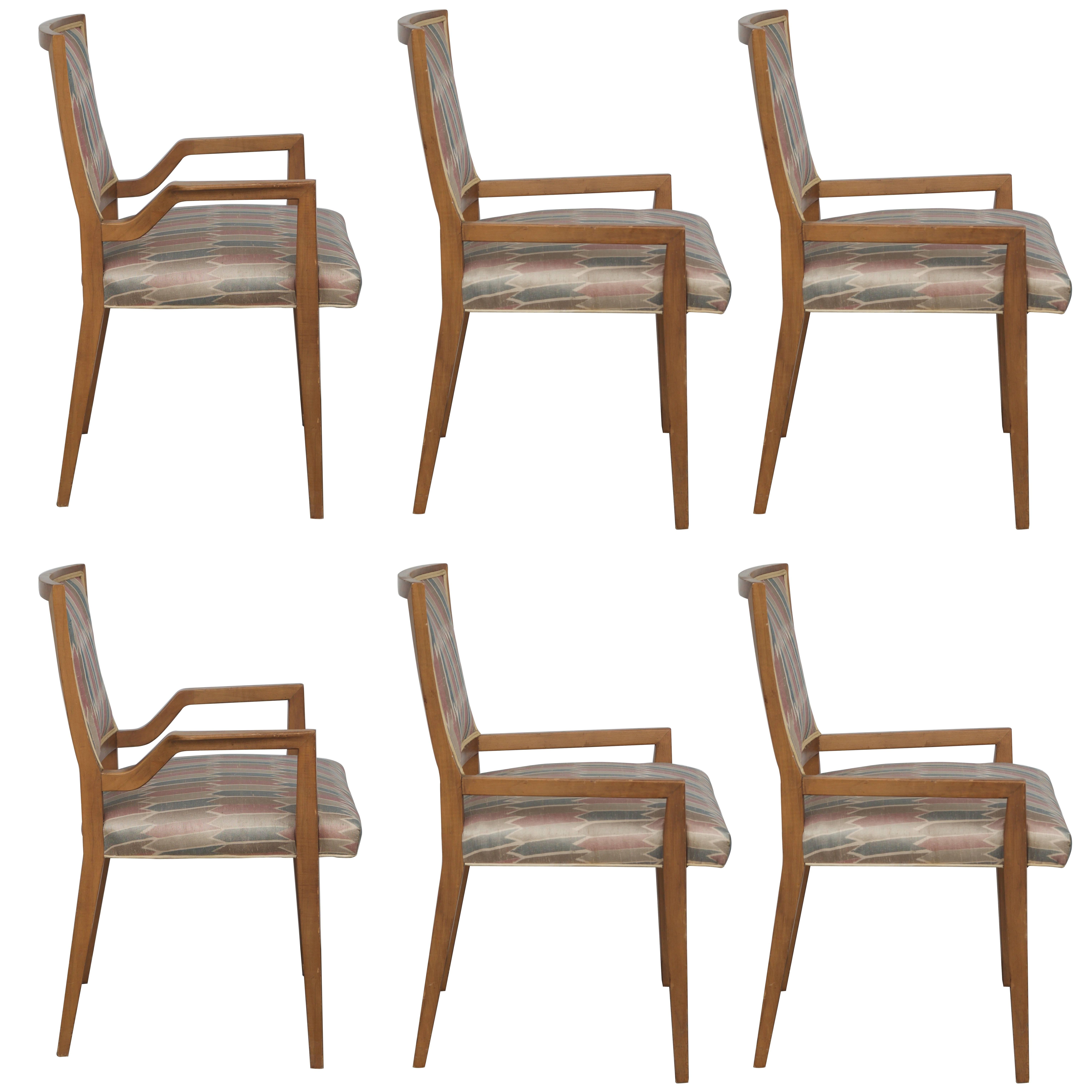Set of Six Elegant Mid-Century Modern Armchairs and Chairs