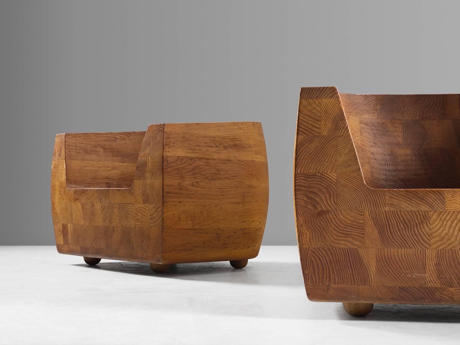 Japanese Isamu Kenmochi Pair of 'Kashiwado' Chairs for Tendo Mokko, Japan