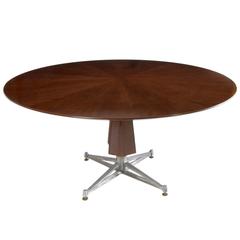 Sculptural Pedestal Mahogany Table with Cast Aluminium Base, 1950s