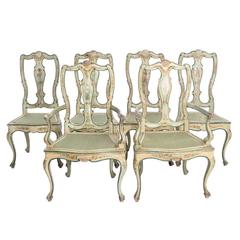Set of Painted, Queen Anne Style Dining Chairs