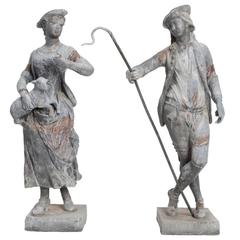 Shepherd and Shepherdess Garden Statues