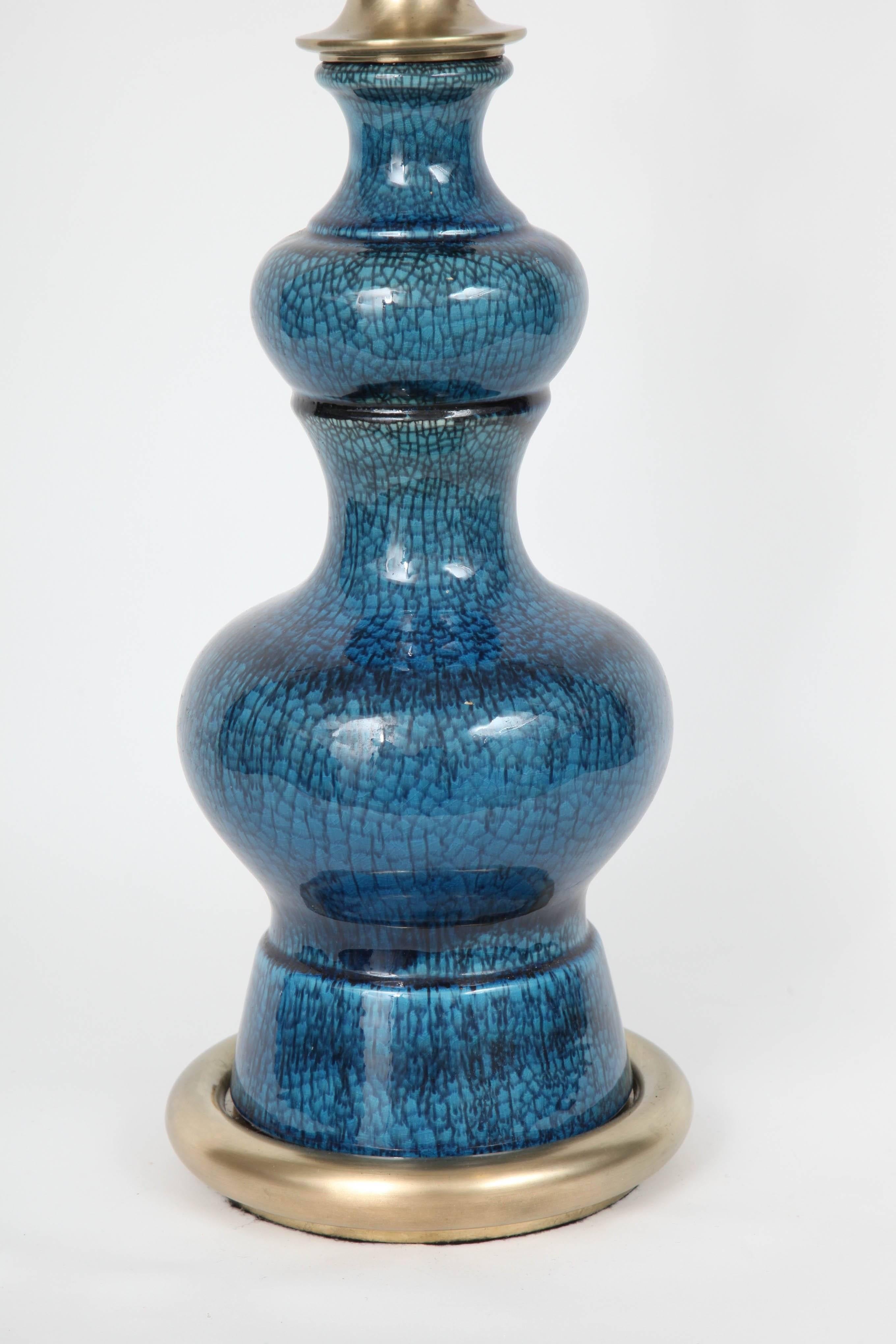 Stiffel Blue Crackled Glazed Lamps 2