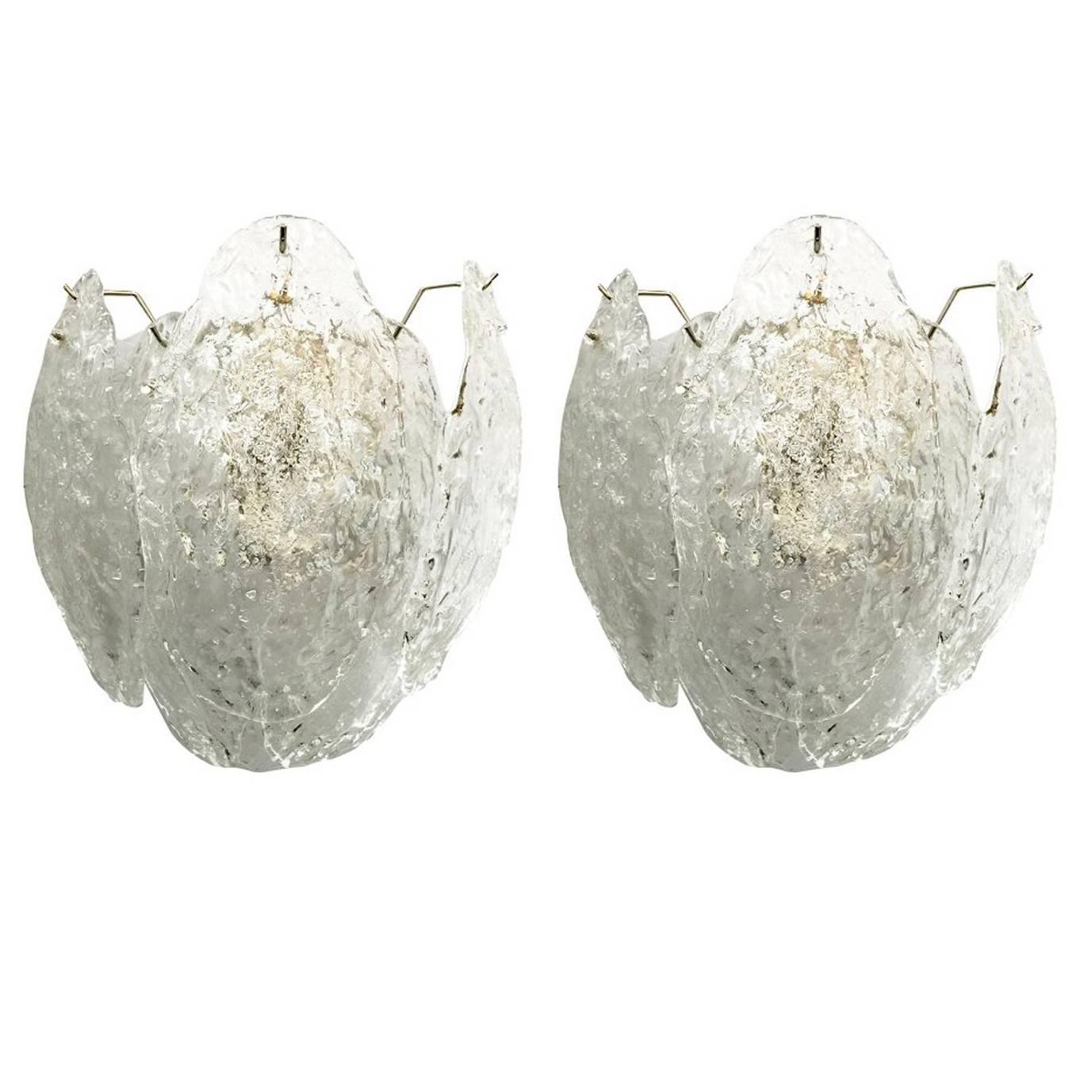 Pair of Leaves Sconces by Mazzega