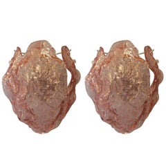 Pair of Italian Murano Glass Leaves Sconces