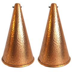 Pair of Hammered Copper Pendant Lights, Denmark Early 20th Century 1