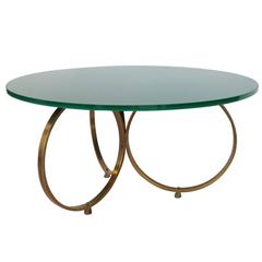 Custom Brass Coffee Table with Reverse Painted Glass Top 3
