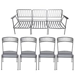 Black Salterini Ribbon Chairs and Settee Set 6